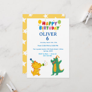 Crocodile & Hippo Birthday Invitation 