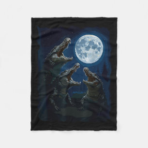 Crocodile Howling At The Moon Wildlife Crocodiles Fleece Blanket