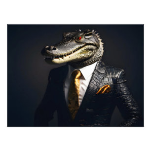 Crocodile in suit photo print