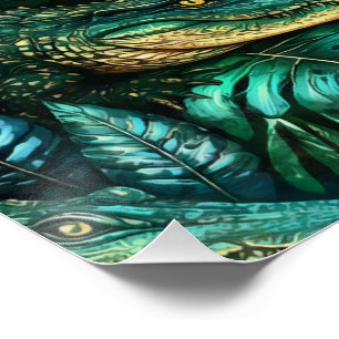 Crocodile Jungle Dreams Seamless Surface Pattern Poster