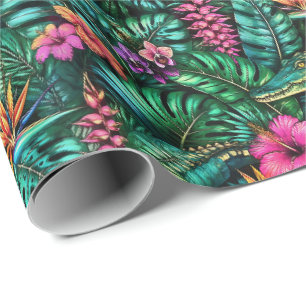 Crocodile Jungle Dreams Seamless Surface Pattern Wrapping Paper