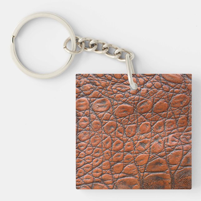 crocodile leather fake look keychain (Front)