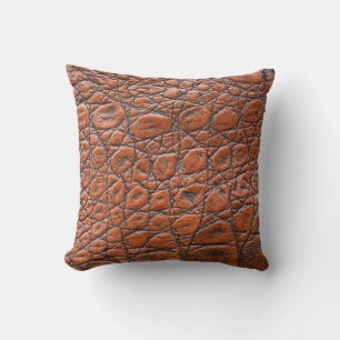 crocodile leather fake look throw pillow