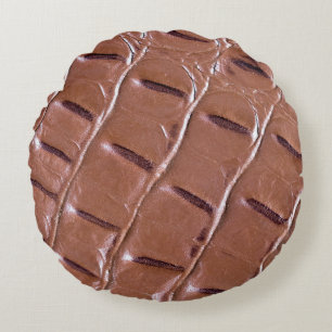 Crocodile leather textured backgroundabstract, ani round pillow