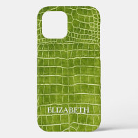 Crocodile Lime Green Faux Leather Personalize Name