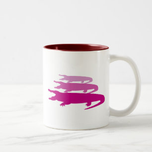 Crocodile Lined Up (Purple) Two-Tone Coffee Mug