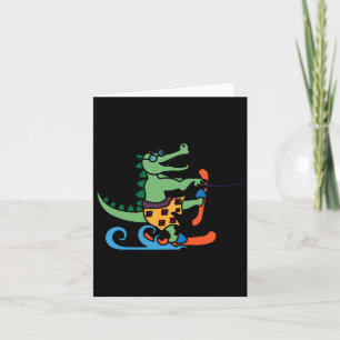 Crocodile Lover Skiing Alligator Reptile Water Ski Card