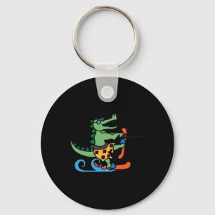 Crocodile Lover Skiing Alligator Reptile Water Ski Keychain