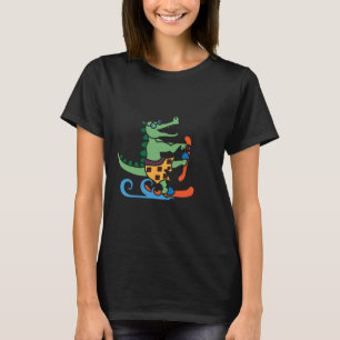 Crocodile Lover Skiing Alligator Reptile Water Ski T-Shirt