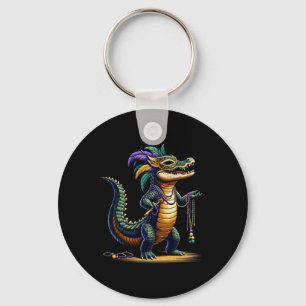 Crocodile Mardi Gras Funny Crocodile Mardi Gras Keychain