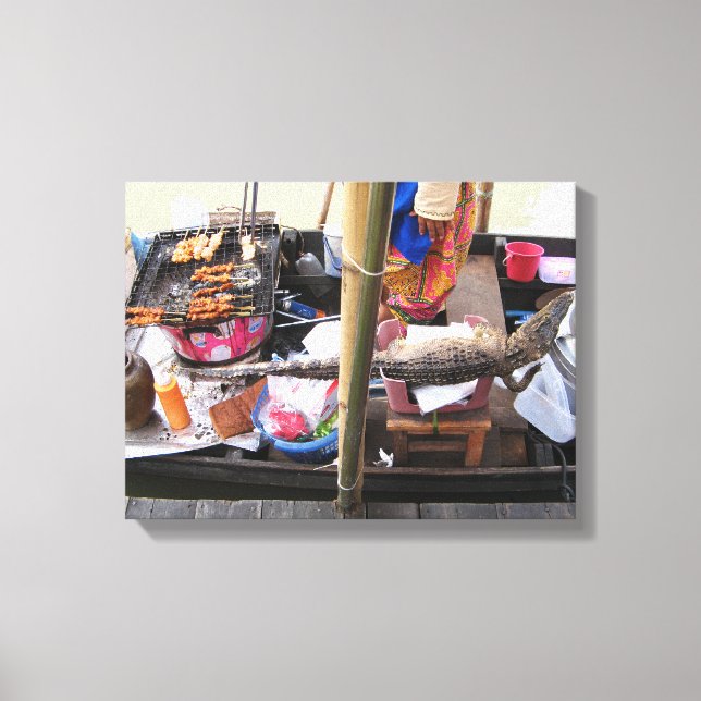 Crocodile Meat BBQ ... Thailand Street Food Canvas Print (Front)