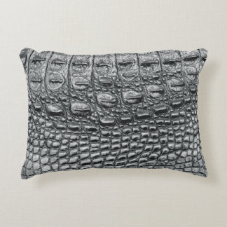 Crocodile Noir: Black Leather Mystique Accent Pillow