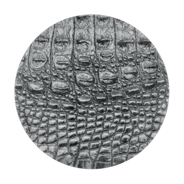 Crocodile Noir: Black Leather Mystique Cutting Board (Front)