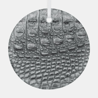 Crocodile Noir: Black Leather Mystique Glass Ornament