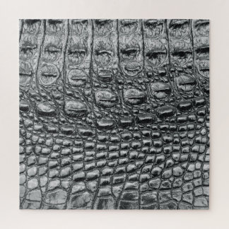 Crocodile Noir: Black Leather Mystique Jigsaw Puzzle
