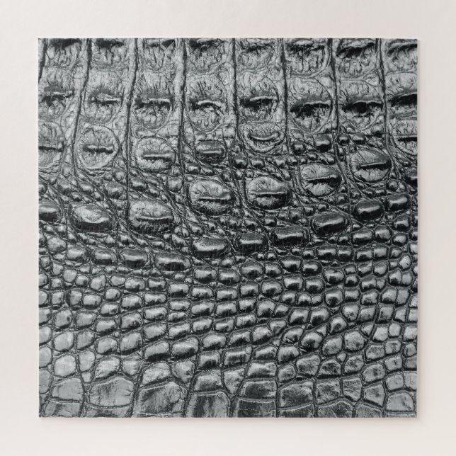 Crocodile Noir: Black Leather Mystique Jigsaw Puzzle (Vertical)