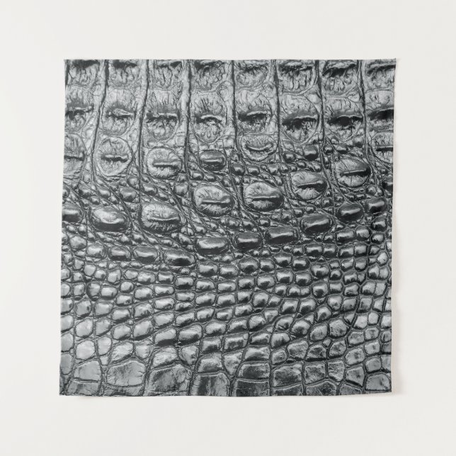 Crocodile Noir: Black Leather Mystique Tapestry (Front)