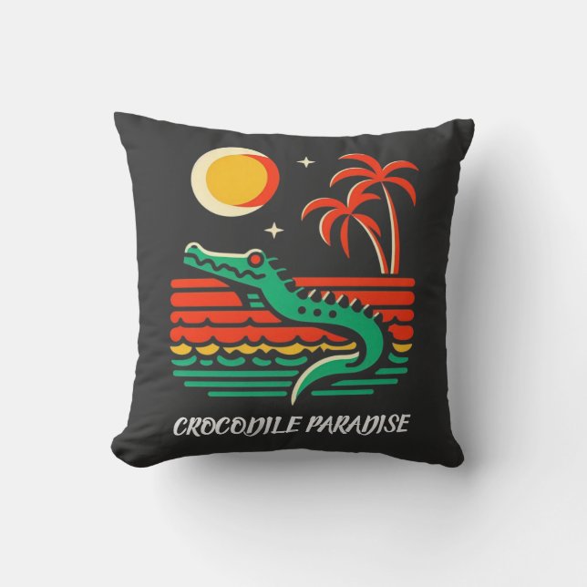 CROCODILE PARADISE THROW PILLOW (Front)