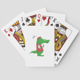 Crocodile playing golf cartoon cards
