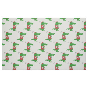 Crocodile playing golf cartoon fabric