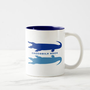 Crocodile Reflection (Blue) Two-Tone Coffee Mug