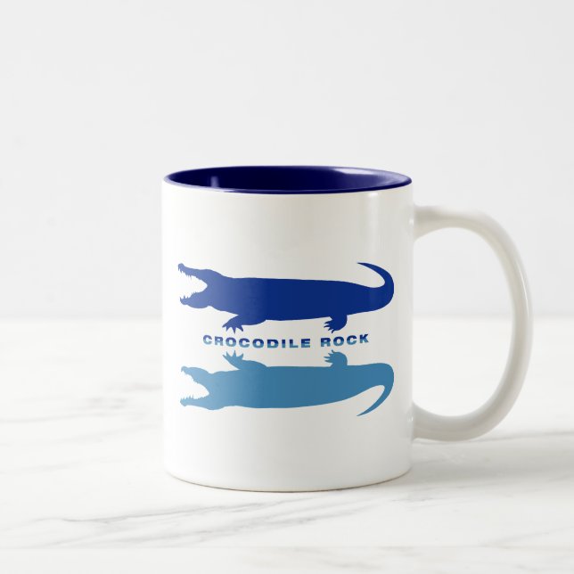 Crocodile Reflection (Blue) Two-Tone Coffee Mug (Right)