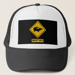 crocodile road sign trucker hat