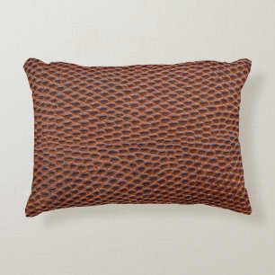 Crocodile Skin: Brown Leather Texture Accent Pillow