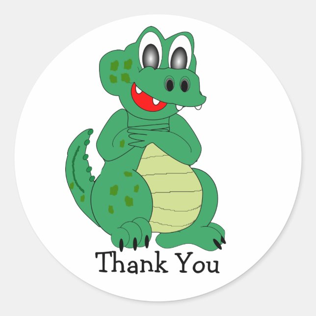 Crocodile Thank You Classic Round Sticker (Front)
