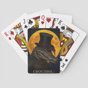 Crocodile Top Hat Gothic Surreal Playing Cards