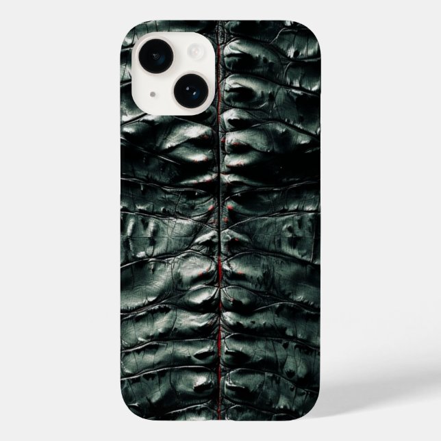 Crocodile vert foncé peau iPhone 14 Coque (Verso)