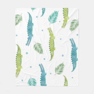 Crocodile Watercolor: Vintage Alligator Pattern Fleece Blanket