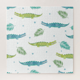 Crocodile Watercolor: Vintage Alligator Pattern Jigsaw Puzzle
