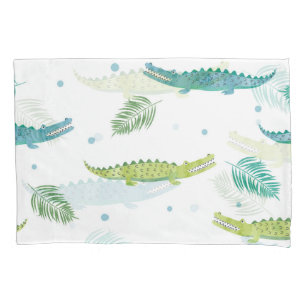 Crocodile Watercolor: Vintage Alligator Pattern Pillowcase
