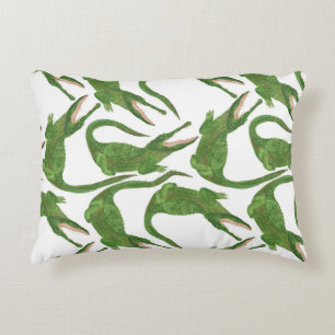 Crocodile White Watercolor Array Accent Pillow