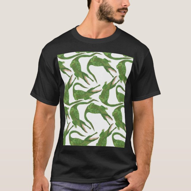 Crocodile White Watercolor Array T-Shirt (Front)