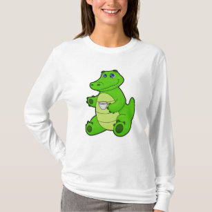 Crocodile with Cup of Coffee T-Shirt