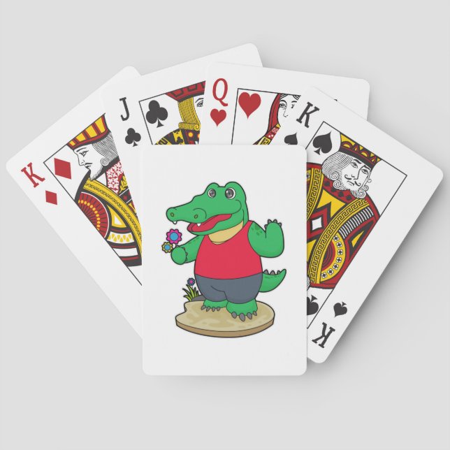 Crocodile with Flowers Playing Cards (Back)