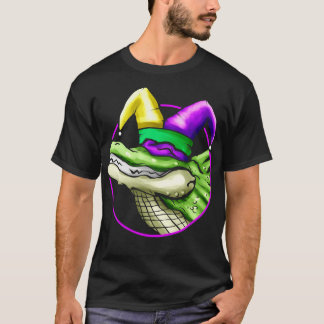 Crocodile With Jester Hat For Mardi Gras  T-Shirt