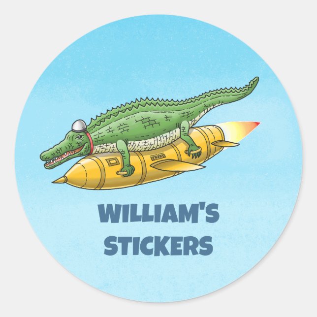 Crocodile's Golden Rocket Classic Round Sticker (Front)