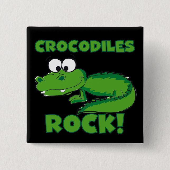 Crocodiles Rock 2 Inch Square Button (Front)