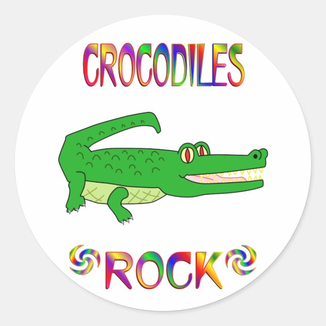 CROCODILES ROCK CLASSIC ROUND STICKER (Front)