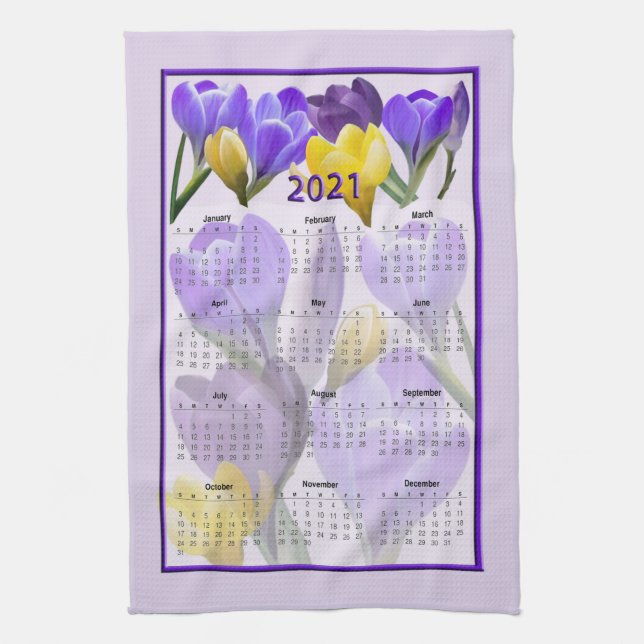 Crocus 2021 Calendar kitchen towel (Vertical)