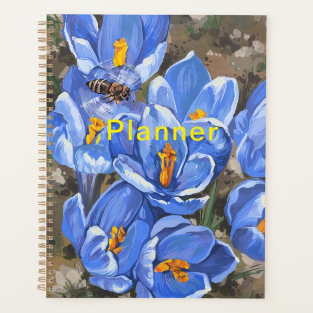 Crocus bleus et une abeille (Devant)