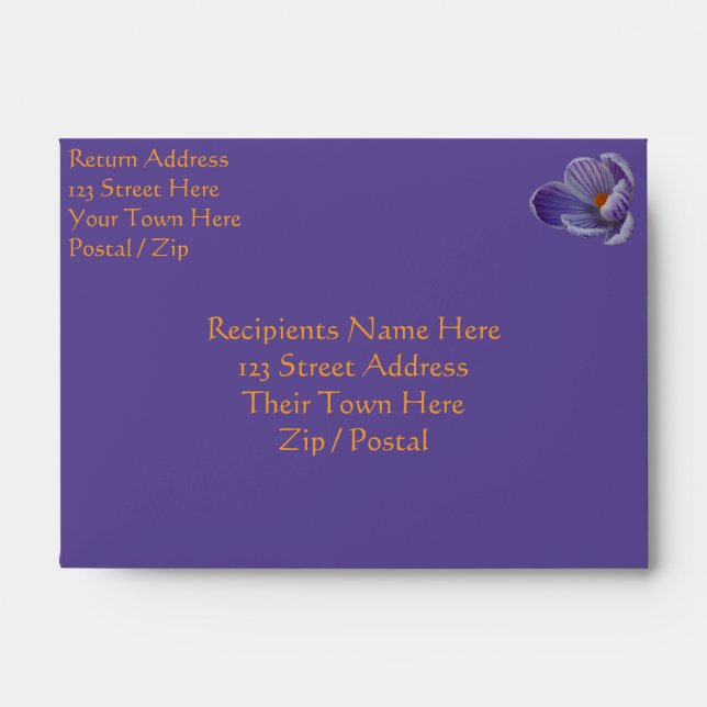 Crocus Envelopes Custom Purple Flower Envelopes (Front)