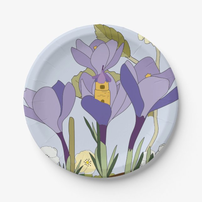 Crocus Fairy house Paper Plate (Front)