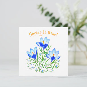 Crocus Flower on White Flat Card