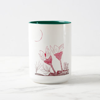 Crocus Flowers in Sunlight Two-Tone Coffee Mug