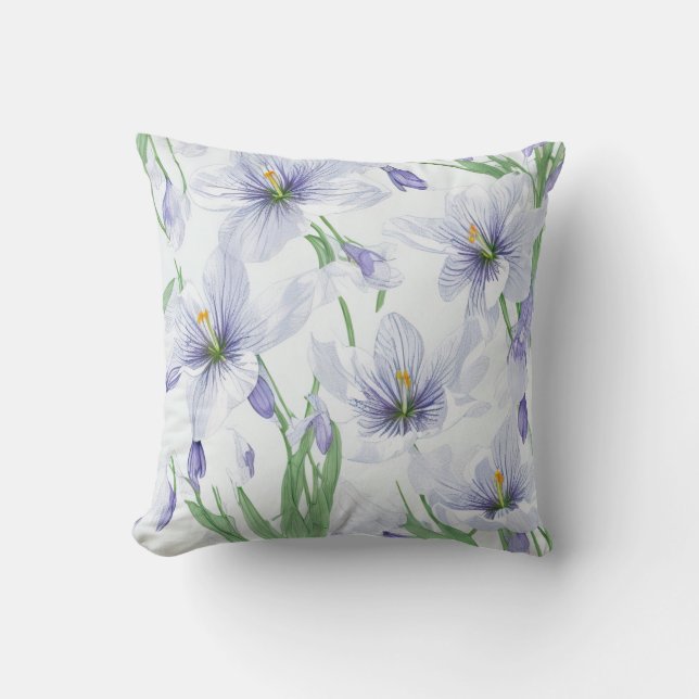 Crocus Flowers Throw Pillow (Front)