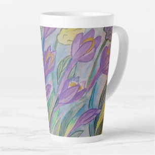 Crocus Latte Mug Abstrait au printemps